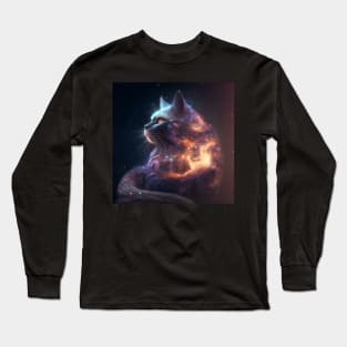 Galaxies, Nebulae and Stars in Cat Shape Long Sleeve T-Shirt